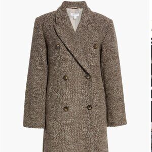 Topshop Herringbone Double Breasted Coat Size 4